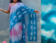रंग महल ☙ Clamp dyed chanderi silk saree { अनंत आसमान } ☙ 10